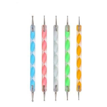 Imagem de Yinhing Conjunto de Caneta Pontilhadora de 2 Vias Com Padrão Espiral Acrílico de 5 Peças para Arte Em Unhas Aperto Confortável para Modelagem de Esmalte Caneta Pontilhadora de
