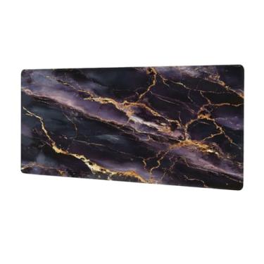 Imagem de Tapete de mouse grande em mármore roxo escuro à prova d'água para computador estendido tapete protetor de mesa antiderrapante base de borracha para escritório, computador, teclado, laptop e mesa de
