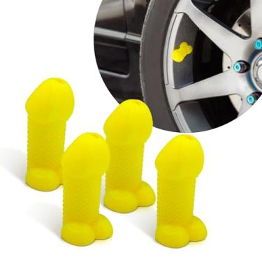 Imagem de Tampas de haste de válvula de pneu de brincadeira, pacote com 4 tampas de válvula de pneu universais, à prova d'água, à prova de poeira, acessórios engraçados de carro e presentes para carros