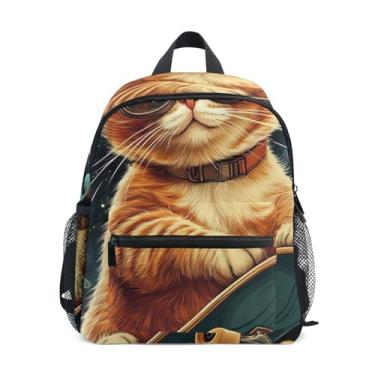 Imagem de GAIGEO Funny Kitten Cat Cute Small Kids Backpack with Whistle, Adjustable Chest Strap, Boys Kindergarten Backpack Lightweight & Compact for Ages 3-8