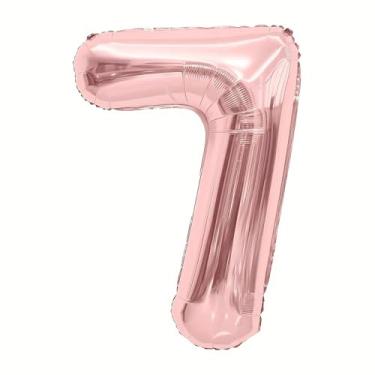 Imagem de 1 balão numérico metálico rosa de 81 cm - folha de alumínio reutilizável, celebrações de aniversário e aniversário, decoração de festa festiva essencial, balões temáticos, balões decorativos