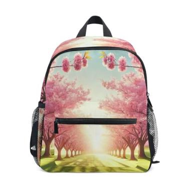 Imagem de GAIGEO Spring Scene Cherry Blossom Small School Backpack with Whistle, Adjustable Chest Strap, Small Boys Backpack Lightweight & Compact for Ages 3-8