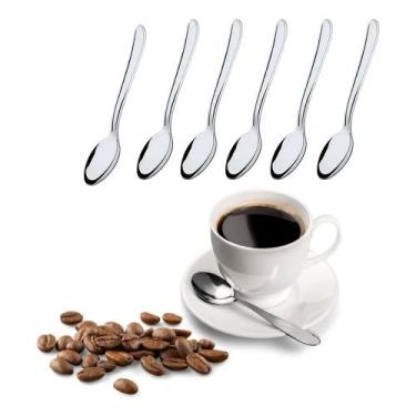 Imagem de Jogo 6 Colheres de Chá Aço Inox Prata Linha Bronze Em Casa Tem 12,5cm 