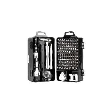 Imagem de Conjunto de chaves de fenda de precisão, 115 peças, kit magnético de aço cromo vanádio com alça ergonômica para telefones e laptops, relógios, 115 peças