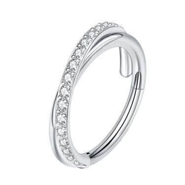 Imagem de HQLA Anel de argola de nariz 16G Anel de septo CZ transparente brinco daith aço cirúrgico segmento articulado clicker tragus torre hélice cartilagem concha argola piercing joia para mulheres homens 8