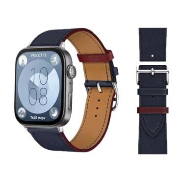 Imagem de HEPUP Retro Loop para Huawei Watch Fit 3 Strap Italian Cowhide Leather Bracelet Pulseira Rápula rápida Correia Correia Bandas(Indigo 08,Fit 2)