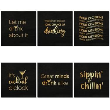 Imagem de MotiMind 96 guardanapos de coquetel engraçados 12 x 12 cm, guardanapos de bar com citação de 2 camadas para adultos, 6 citações diferentes para bar de vinho, casamento, aniversário, festa de feriado