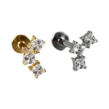 Imagem de Brincos De Titânio Puro Para Piercing Labial, Estrela, Helix, Tragus, 