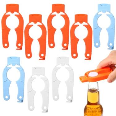 Imagem de 8 peças abridor de garrafa de água abridor de tampa de garrafa de plástico multiuso abridor de lata de refrigerante laranja pega de frasco de plástico para mãos fracas casa cozinha acampamento ao ar