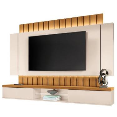 Imagem de Painel Para TV 70 Pol Ripado com Bancada Suspensa Luzzi B01 Off White 