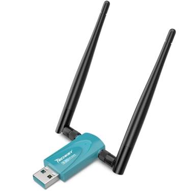 Imagem de Adaptador WiFi USB sem fio para PC de mesa, Techkey AC1300Mbps Dongle de rede com banda dupla 2,4GHz/400Mbps 5GHz/867Mbps 5dBi antena de alto ganho para laptop compatível com Windows 11/10-verde