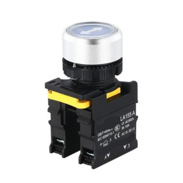 Imagem de BKUANE 1 interruptor de botão autotravante de 22 mm, à prova d'água, momentâneo, autobloqueio, cabeça chata, símbolo de seta, interruptor de energia frete grátis 10A (seta dupla, 2NÃO)