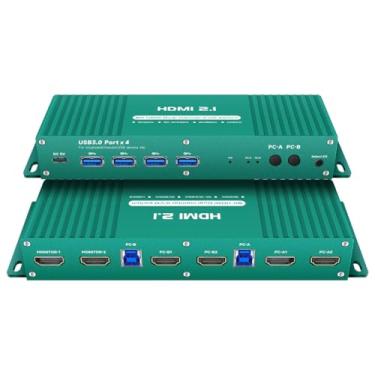 Imagem de Interruptor HDMI kvm 2 monitores 2 computadores 4K 240hz 2 pc 2 monitores 5K 240hz hdmi2.1 kvm Switches 2 em 2 saídas 4K 144hz Hdmi kvm 1440p 120hz 144hz 165hz FreeSync G-SYNC