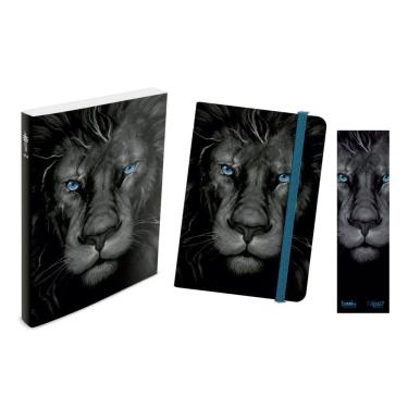 Imagem de Kit Leão Grafite - Bíblia Brochura NTLH + Moleskine + Marca Página