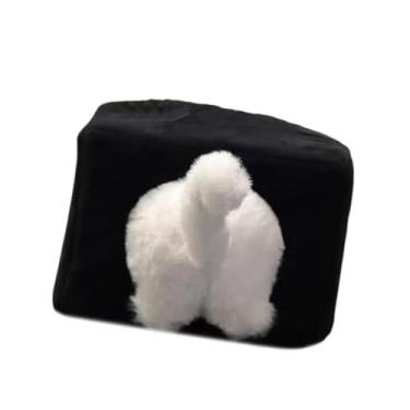 Imagem de IEUDNS Porta-lenços de papel em formato de bumbum de gato, decoração para casa, porta-lenços faciais para penteadeira, escritório, quarto e cozinha, Preto