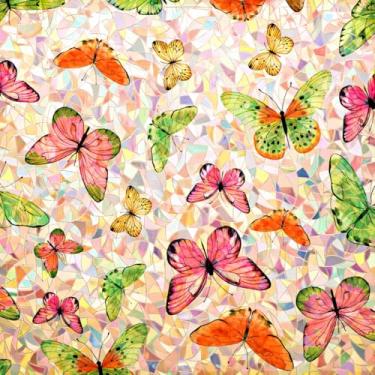 Imagem de Película decorativa para janela de privacidade para vitrais prisma 3D borboleta porta deslizante matizes arco-íris aderência estática controle de calor antirreflexo UV luz do sol adesivo capa