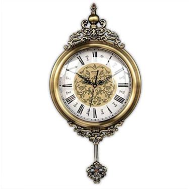 Imagem de AkosOL Relógio de parede ultra silencioso movimento de quartzo relógio decorativo de madeira antigo com pêndulo oscilante para sala de estar - decoração A