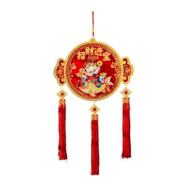 Imagem de MotiveTech Enfeite de Ano Chinês para pendurar, Pingente do Ano do Cavalo, da Riqueza decorativo e leve para janela, Forma Redonda