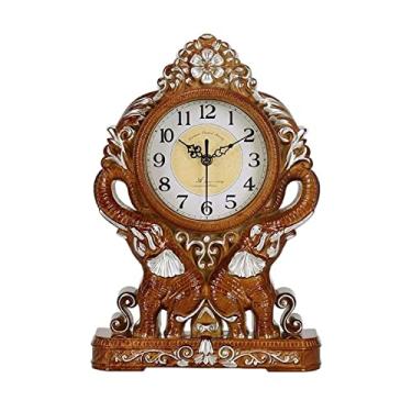 Imagem de pcagfaajmh Relógio de manto europeu criativo relógio sala de estar quarto mesa relógio retro silencioso decoração relógio de quartzo doméstico relógio de mesa relógio de cornija vintage (cor: B) (1)
