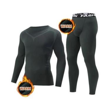 Imagem de Conjunto De Camisa Esportiva De Manga Longa Preta Para Fitness E Corri