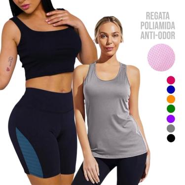 Imagem de Camiseta Regata Dry MALHA FRIA POLIAMIDA + Short Leg Legging REDINHA Conjunto Fitness 549-Feminino