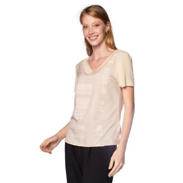Imagem de Blusa Feminina Cativa Estampada Gola V Creme-Feminino