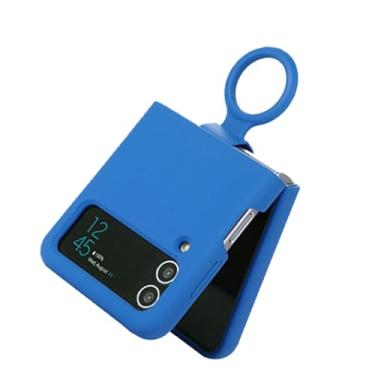 Imagem de Jiawu Slim Fit Capa de Telefone à Prova de Choque para Z Flip 3 5G 2021 Modelo Anti Arranhões Capa de Telefone de Carregamento Sem Fio (Azul)