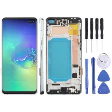 Imagem de Hiregolish Peças de reparo de tela, para Samsung Galaxy S10+ SM-G975F 6,4 polegadas TFT LCD digitalizador de tela conjunto completo com moldura, não suporta identificação de impressão digital (verde)