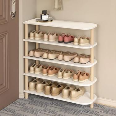 Imagem de Sapateira de madeira de pinho de 5 camadas para entrada, sala de estar, quarto - organizador de armazenamento de sapatos para casa e apartamento - Armário de sapatos de corredor (80 x 24 x 72,5 cm)