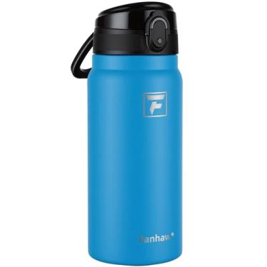 Imagem de Fanhaw Garrafa de água isolada de aço inoxidável de 590 ml com tampa – boca larga, à prova de vazamento, livre de BPA – ideal para crianças, adultos, esportes, academia e uso ao ar livre (azul celeste