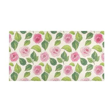 Imagem de Burbuja Tapete de corredor flores de pelúcia antiderrapante tapete de cozinha suporte de borracha para corredor, quarto, sala de estar, decoração de entrada, lavável na máquina, 51 x 99 cm