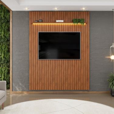 Imagem de Painel para Tv até 65 Polegadas Ripado com LED 183cm Trento Freijó