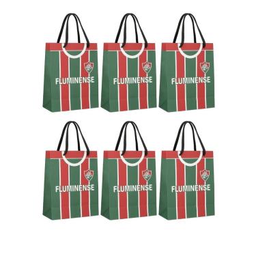 Imagem de Kit 6 Sacola Papel Off-Set Alça Gorgurão Fluminense Presente
