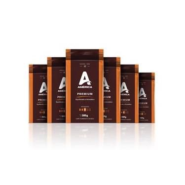Imagem de Café Torrado Moído Vácuo América Premium - 6 Pacotes De 500g