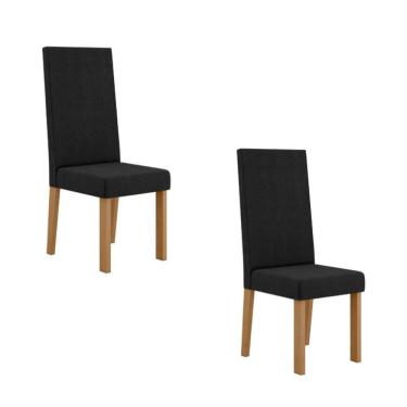 Imagem de Kit 2 Cadeiras Nice Com Espaldar – Tecido Veludo Suede Pés em MDF com Sapatilhas Plásti...