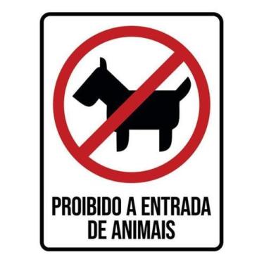 Imagem de Kit 10 Placas Proibido Entrada Animais Ícone 27X35 - Sinalizo
