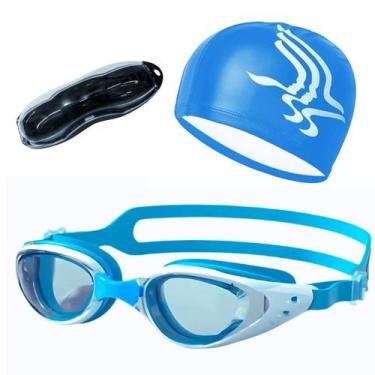 Imagem de Kit Óculos Touca e Estojo para Natação Adulto Proteção UV - Hero Band,