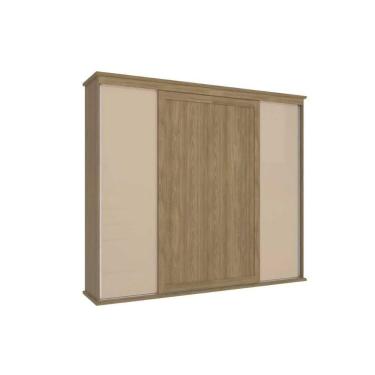 Imagem de Guarda Roupa Casal N565 4 Portas De Correr E 4 Gavetas Nogueira/macadamia - Kappesberg