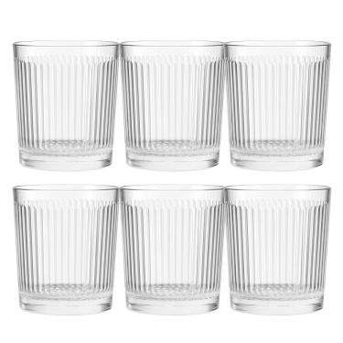 Imagem de Jogo 6 Copo De Vidro Transparente Down Line 360ml Em Casa Tem
