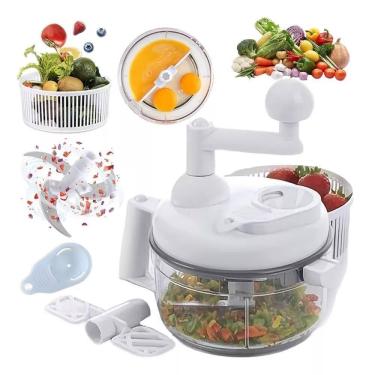 Imagem de Triturador Multiuso Manual Com Cortador Moedor De Alimentos Secador De Saladas E Separador Funcional De Ovos