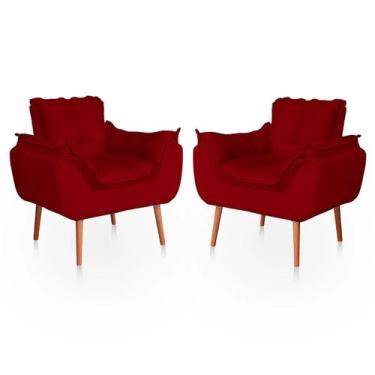 Imagem de Kit 02 Poltronas Opala Sala Confortável Resistente Vermelho - NEW HAUS