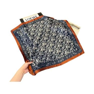 Imagem de Lenço Quadrado De Cetim Macio Com Estampa Paisley Houndstooth De Luxo 