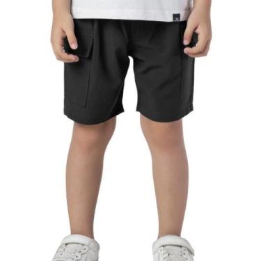Imagem de Bermuda Infantil Menino Escolar Cargo Lisa Preta - VRASALON, 10, Preto
