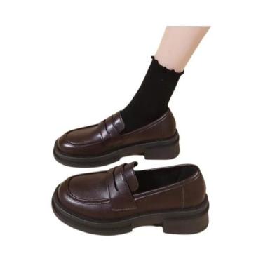 Imagem de Sapatos Femininos Pretos De Plataforma Estilo Colegial Cosplay Lolita 