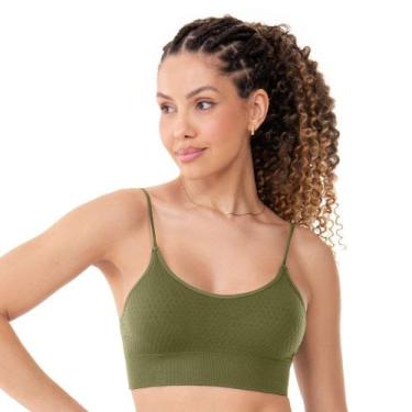 Imagem de Top Fitness Jacquard Colmeia com Bojo Removível sem Costura Cactus Zee