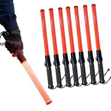 Imagem de Bastao Sinalizador Viario Apito Kit 7 LED Pilha Fiscal Transito Obra Frentista Guarda Manobrista Iluminaçao Emergencia