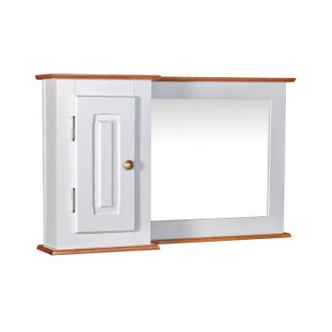 Imagem de Armário De Banheiro Com Espelho 1 Porta e Prateleira Dália 3059-97 Linz Móveis - Off White/Imbuia Glazer