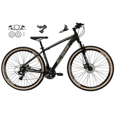Imagem de   Bicicleta aro 29 Ksw Xlt 24v Câmbios Shimano Freios Hidráulicos Garfo com Suspensão Pneu Faixa Bege - Preto\Prata
