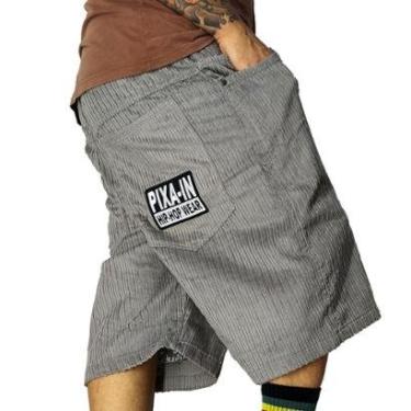 Imagem de Bermuda Veludo Pixain Placa Hip Hop Cinza PIX-277-Masculino
