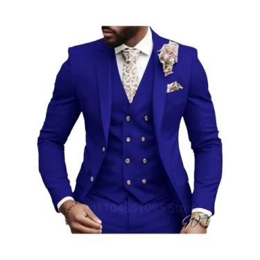 Imagem de Elegante Terno Rosa Slim Fit Para Casamento Masculino: Jaqueta, Colete